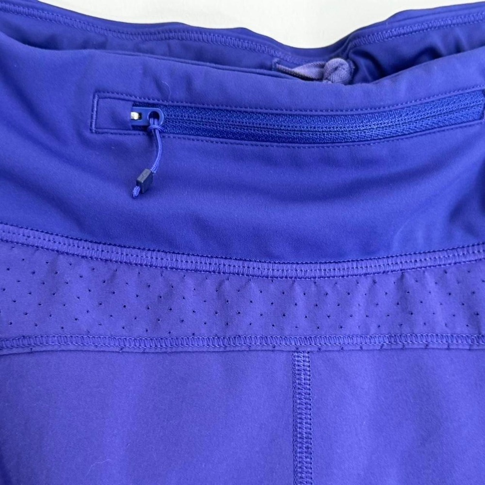 Athleta Mesh Racer Run Mid Rise Shorts 4" Purple Blue Lined Running Sz M - Picture 3 of 4
